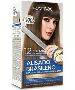 Ensemble de coiffure lissage Brésilien Kativa Cheveux Foncé (4 pcs)