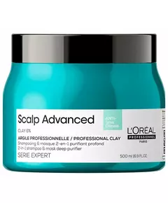 L'Oréal Professionnel Scalp Advanced Tiefenreiniger Tonerde 2-in-1 Anti-Fett Shampoo-Maske 500 ml