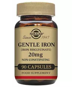 Solgar Gentle Iron (Iron Bisglycinate) 90 gélules à base de plantes