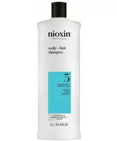 Nioxin System 3 Shampooing pour cheveux colorés et abîmés avec un léger affaiblissement 1000 ml