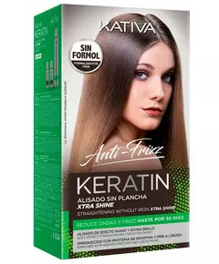 Kativa Keratin Anti-Frizz Extra Shine Set pour un lissage de 30 jours sans fer, 3 pièces