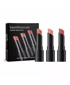 Travel Exclusive Set BareMinerals: Gen Nude Radiant Cocoa Cream Lipstick Infatuation 3.35 g + Gen Nude Radiant Cocoa Cream Lipstick Friendship 3.35 g + Gen Nude Radiant Cocoa Cream Lipstick Swag, 3,4 g