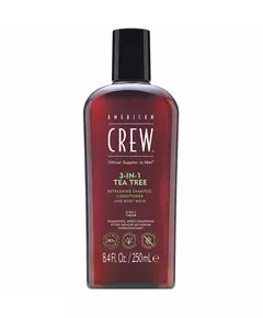 American Crew 3-In-1 Tea Tree Teebaumöl Haarshampoo Spülung & Duschgel 3-in-1 Zur Befeuchtung, 250 ml