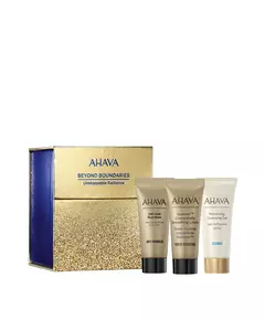 Unstoppable Radiance Set Ahava: Osmoter Concetrate Smoothing Lotion For Face 15 ml + Refresing Eliminates Impurities Cleansing Gel For Face 15 ml + 24K Gold Mineral Anti-Wrinkle Mud Mask For Face 15 ml + Ahava GWP Textile Pouch, 15 ml