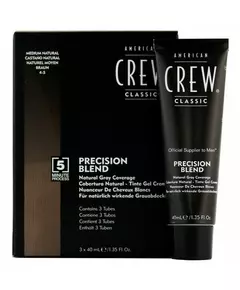 Set Trio American Crew Precision Blend Semi-permanente Haarfarbe 4-5 Natural Grey 3 stk, 3 × 40 ml