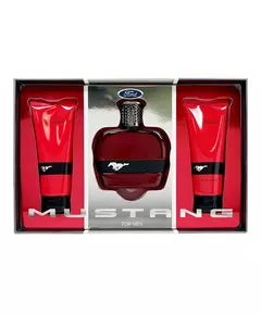 Set Ford: Mustang Red Eau De Toilette For Men 100 ml + Mustang Red After-Shave Balm 100 ml + Mustang Red Cleansing Shower Gel For All Skin Types, 100 ml