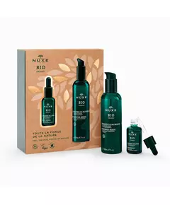 Set Nuxe: Bio Organic Chia Seeds Antioxidant Serum For Face 30 ml + Bio Organic Cleansing Micellar Water For All Skin Types, 2 pièces