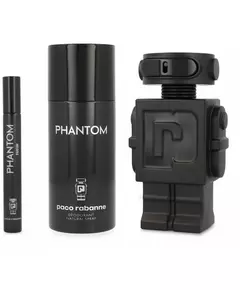 Set Paco Rabanne: Phantom Eau De Parfum For Men 100 ml + Phantom In Red Eau De Parfum For Men 10 ml + Phantom Deodorant Spray For Men, 3 pièces