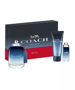 Set Coach: Blue Eau De Toilette For Men 100 ml + Blue Eau De Toilette For Men 15 ml + Blue Shower Gel Beard & Hair, 100 ml