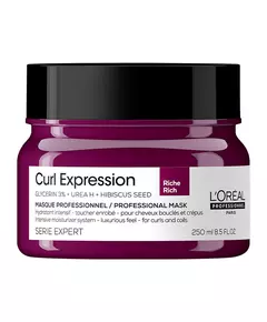 L'Oreal Professionnel Serie Expert Curl Expression Rich Glycerin 3% + Harnstoff H + Hibiskussamen Haarbehandlungs-Crememaske Intensive Feuchtigkeitspflege, 250 ml
