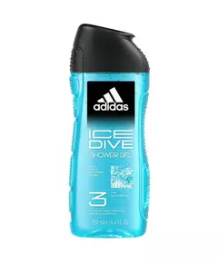 Adidas Ice Dive Aquatique Gel douche Visage Corps Cheveux Tous les types de peau, 400 ml