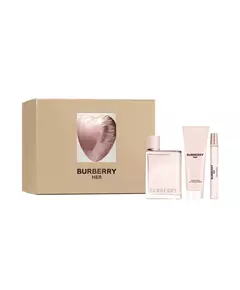 Set Burberry: Her Eau De Parfum For Women 100 ml + Her Eau De Parfum For Women 10 ml + Her Moisturizing Body Lotion, 100 ml