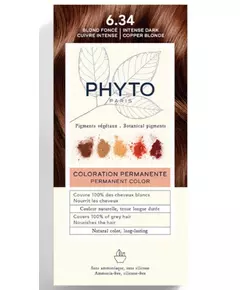 Phyto Color Kit Coloration Teinture permanente pour cheveux 6.34 Intense Dark Copper Blonde, 1 pièce