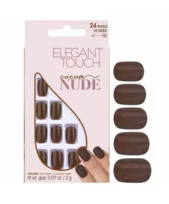 Ensemble Elegant Touch Nude Squoval Ongles artificiels Cacao, 24 pièces