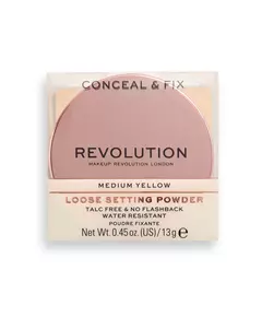 Makeup Revolution Conceal & Fix Végan Poudre fixante libre Jaune moyen, 13 g