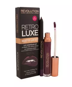 Set Makeup Revolution: Retro Luxe Matte Liquid Lipstick Royal 5.5 ml + Retro Luxe Lip Liner Royal, 5,5 ml