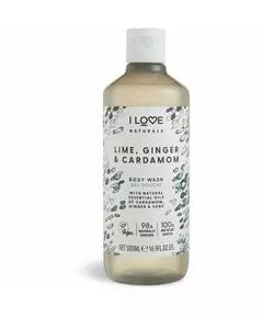 I Love Naturals Collection Végan Nourrissant Citron vert gingembre & cardamome Gel douche, 500 ml