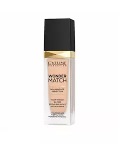Eveline Cosmetics Wonder Match Skin Absolute Perfection Sans huile Fond de teint liquide 16 Beige clair, 30 ml