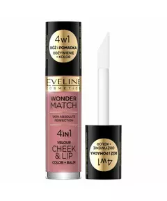 Eveline Cosmetics Wonder Match 4in1 Baume lèvres et joues 2-en-1 02, 4,5 ml