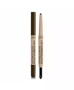 Wibo 2 in 1 Eyebrow System Augenbrauencreme Stift Puder & Bürste 3-in-1 3 Dunkelbraun, 0,2 g