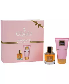 Set Gisada: Ambassadora Eau De Parfum For Women 50 ml + Ambassador Cleansing Shower Gel All Over Body All Skin Types, 2 Stück