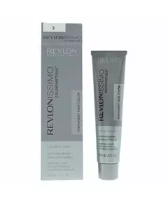 Revlon Revlonissimo Colorsmetique Acide hyaluronique Teinture permanente pour cheveux 3 Dark Brown, 60 ml
