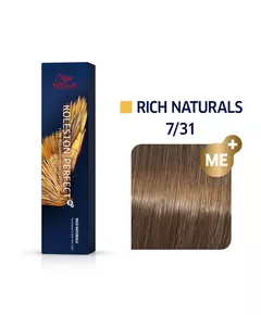 Wella Professionals Koleston Perfect Me+ Teinture permanente pour cheveux 7/31 Medium Blonde Gold Ash, 60 ml