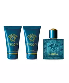 Set Versace: Eros Eau De Parfum For Men 50 ml + Eros Shower Gel For All Skin Types 50 ml + Eros Hydrating After-Shave Balm, 50 ml