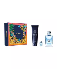 Set Versace: Pour Homme Eau De Toilette For Men 100 ml + Pour Homme Shower Gel For Hair & Body For All Skin Types 150 ml + Pour Homme Eau De Toilette For Men 5 ml *Miniature, 100 ml