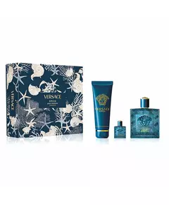 Set Versace: Eros Eau De Parfum For Men 100 ml + Eros Eau De Parfum For Men 5 ml *Miniature + Eros Shower Gel For All Skin Types, 100 ml