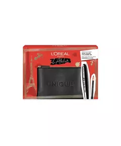 Set L'Oreal Paris: L'Oreal Paris Kajal Eye Pencil Black 1.5 g + Mega Volume Collagene 24h Waterproof Mascara Mega Black 9 ml + Textile Makeup Bag Black, 1,5 g