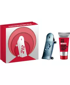 Set Carolina Herrera: 212 Heroes Eau De Toilette For Men 90 ml + 212 Heroes Shower Gel For All Skin Types, 90 ml