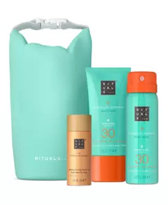 Set Rituals: The Ritual Of Karma Shimmer Body Oil 30 ml + The Ritual Of Karma Sun Protection Cream For Face SPF 30 50 ml + The Ritual Of Karma White Tea Sun Protection Sunscreen Spray SPF 30, 30 ml