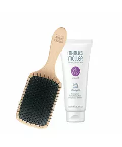 Set Marlies Moller: Marine Moisture Scalp Brush + Daily Mild Silicone Free Hair Shampoo Deep Cleansing, 100 ml