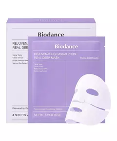 Setzen Biodance Caviar PDRN Verjüngend Gesichtsmaske Für das Gesicht 4 stk, 4 Stück