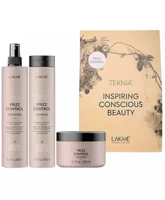 Lakme TKN Frizz Control Retail Pack : Shampooing 300 ml + Traitement 250 ml + Protecteur 300 ml