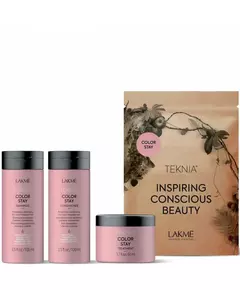 Lakme Teknia Color Stay Reisepaket: Shampoo 100 ml, Spülung 100 ml, Kur 50 ml