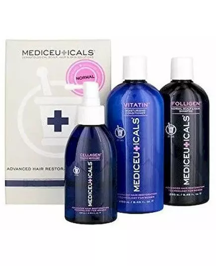 Mediceuticals Erweiterte Haarwuchsmittel für Frauen Kit Fein: Folligen 250ml + Cellagen 125ml + Vitatin 250ml, Bild 2