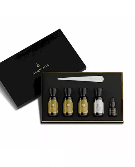 Alqvimia Supreme Beauty & Spa Experience Enigma Kit: Queen of Egypt Körperöl 30ml + Queen of Egypt Körperelixier 30ml + Queen of Egypt Bade- und Duschgel 30ml + Naturally Pure Körperpeeling 30ml + PAE Queen of Egypt 5ml