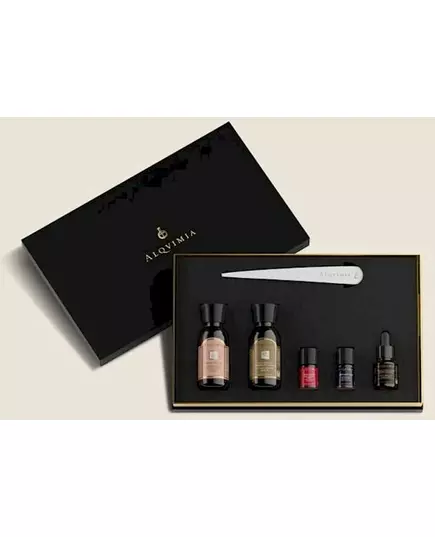 Alqvimia Supreme Beauty & Spa Experience Kit für Sie und Ihn: Büste verschönerndes Körperöl 30 ml + Lavendel entspannendes Körperöl 30 ml + Sinnlichkeit Körper Nektar Frau Körperöl 3 ml + Verführerischer Mann Körperöl 3 ml + Geist öffnende ätherische Ölmi, Bild 2