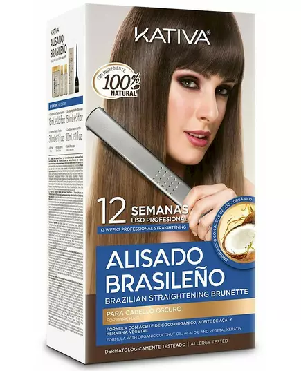 Ensemble de coiffure lissage Brésilien Kativa Cheveux Foncé (4 pcs)