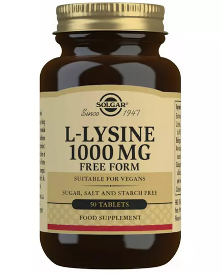 Solgar L-Lysine 1000 mcg 50 comprimés.