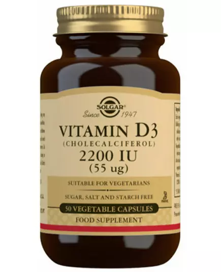 Solgar Vitamine D3 2200 IU (55 mcg) 50 gélules à base de plantes