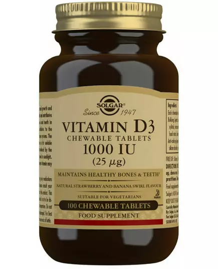 Solgar Vitamin D3 1000 IU (25 mcg) Kautabletten 100 Stk.