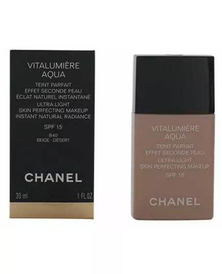 CHANEL Vitalumière Aqua fond de teint teinte #40-beige désert, image 2