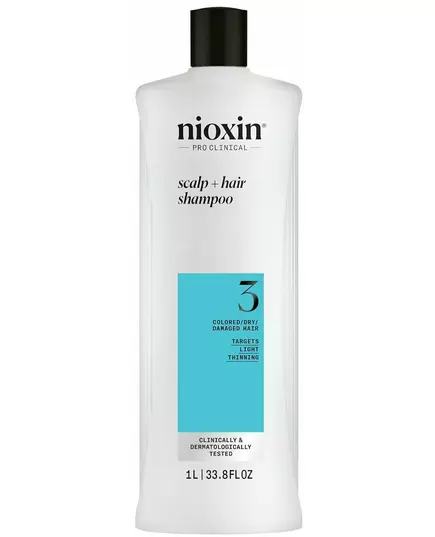 Nioxin System 3 Shampooing pour cheveux colorés et abîmés avec un léger affaiblissement 1000 ml