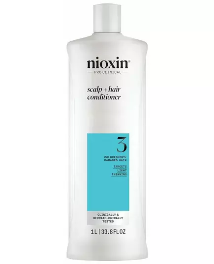 Nioxin System 3 Après-shampooing pour cheveux colorés et abîmés avec un léger affaiblissement 1000 ml