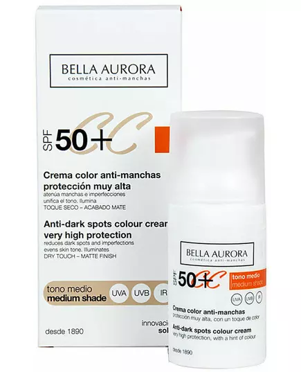 Bella Aurora CC Creme gegen Pickel SPF50+ mittlerer Ton