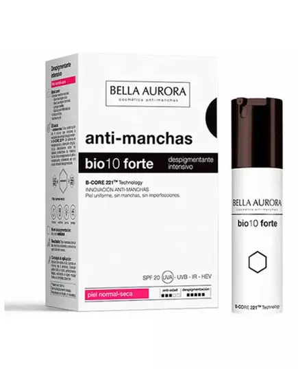 Bella Aurora Bio10 Forte Crème dépigmentante intensive pour peaux sèches 30 ml