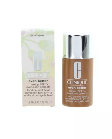 Clinique Even Better Sans parabènes Hydratant Fond de teint liquide CN 113 Sépia SPF 15, 30 ml